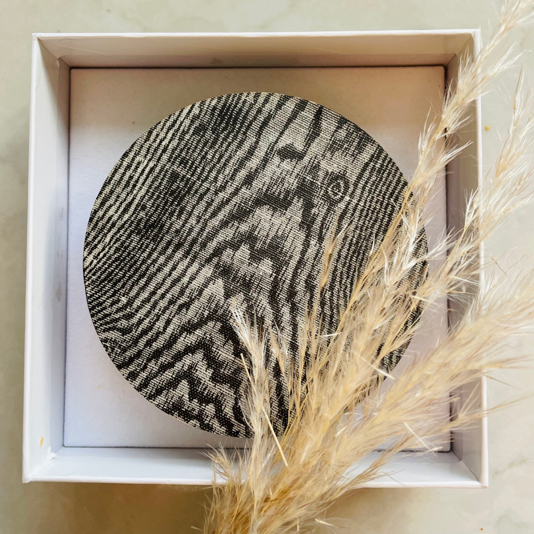 Black Mahogany Faux Boix Coaster Set