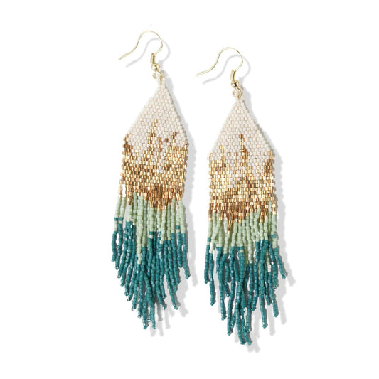 Claire Ombre Beaded Fringe Earring Mint