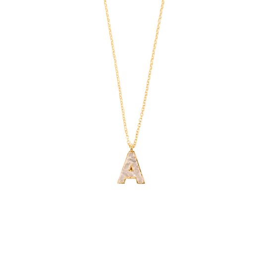 Deco Diamond Alphabet Pendant - White (Multiple Letters Available)